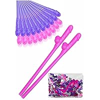 Bachelorette Straws Pack 10pcs Confetti Bachelorette Party Straws and Confetti Set - 10 Straws (5 Pink, 5 Purple) with Fun Confetti for a Joyful Celebration
