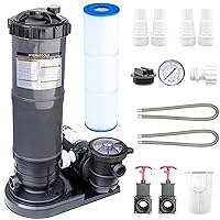 SWIMLINE HYDROTOOLS Sure-Flo Pool Cartridge Filter Pump For Above Ground & Inground Pool | 100 SQ FT Cleaner System VARIABLE DUAL 2-SPEED 1.5 HP Horsepower 4980 GPH | For Pools Up To 21000 Gallons