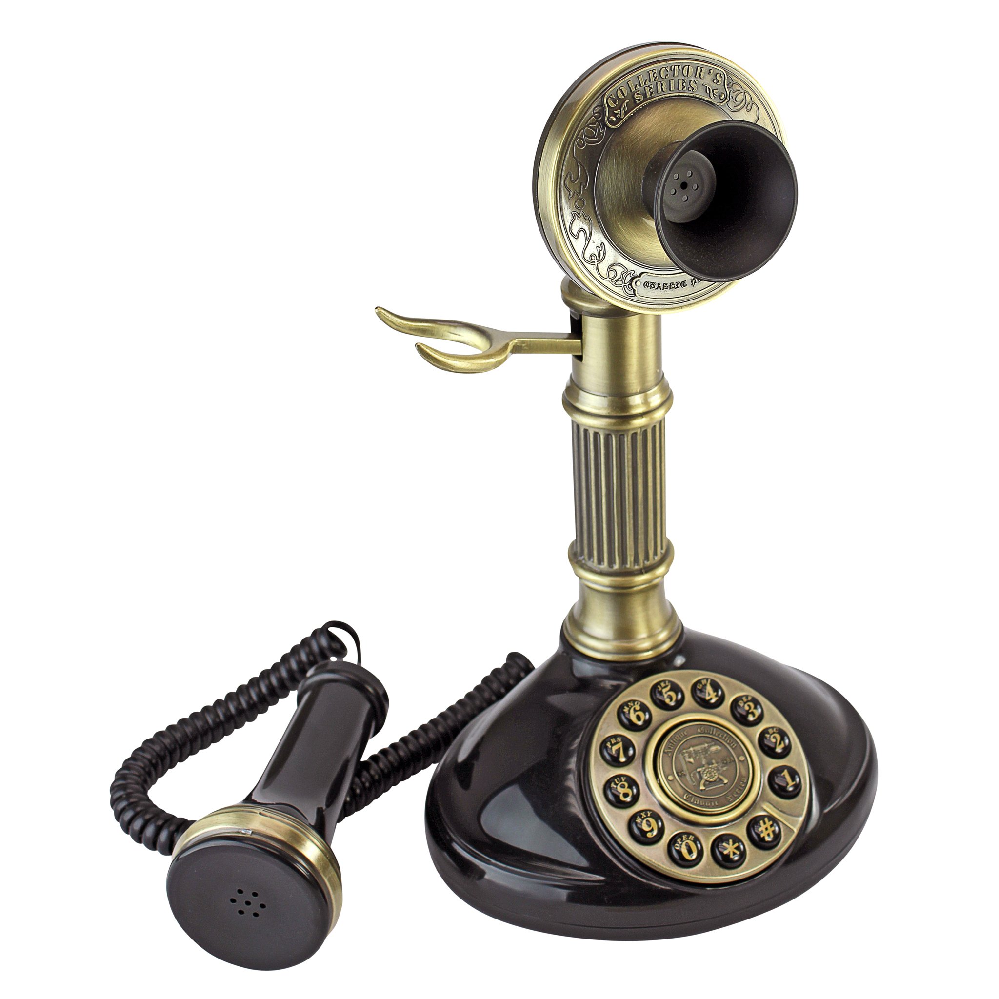 Design Toscano PM1897 Antique Phone - Roman Column 1897 Candlestick Rotary Telephone - Corded Retro Phone - Vintage Decorative Telephones,Black