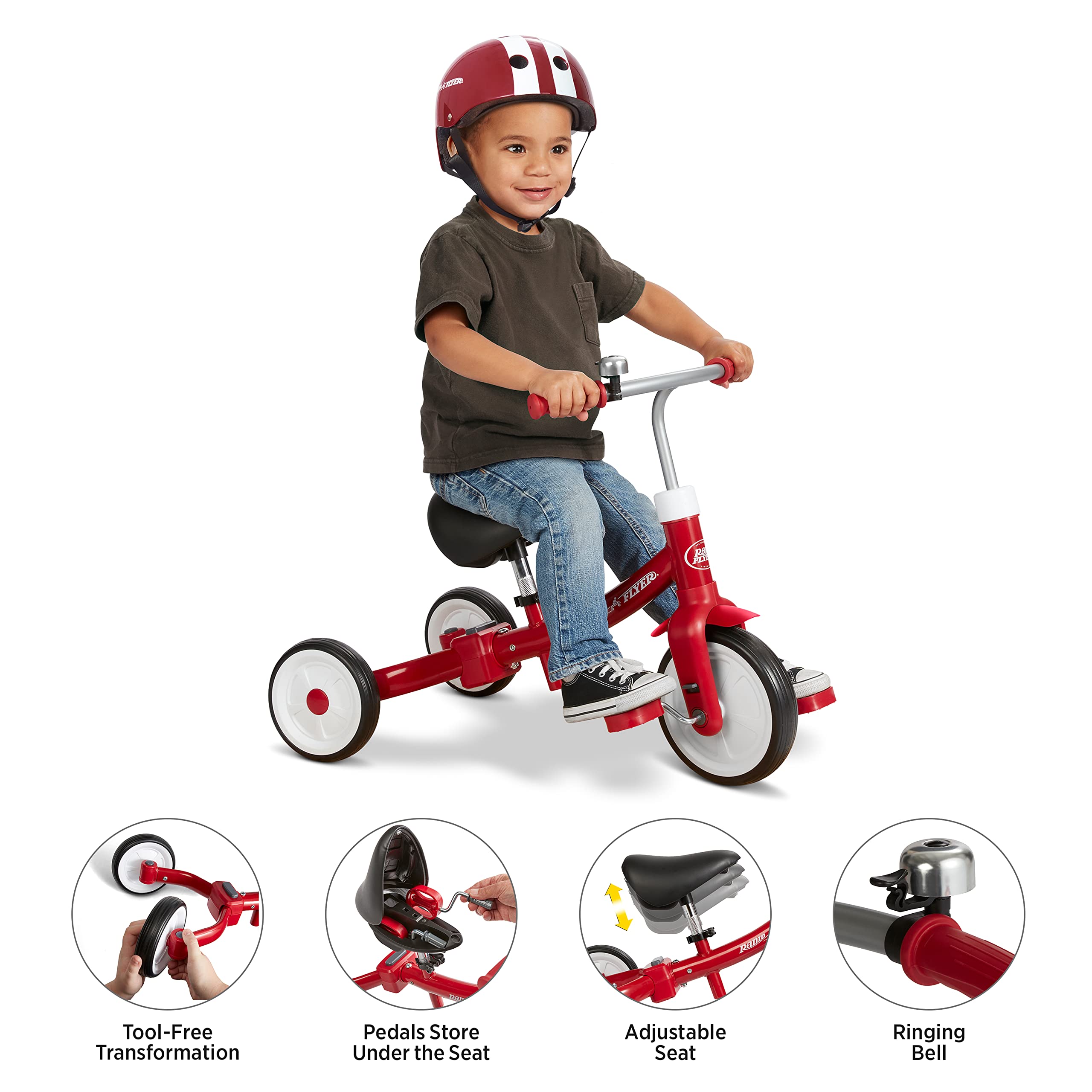 Radio Flyer Triple Play Trike, Toddler Tricycle, Balance Bike and Ride-On, Ages 1-3, Large