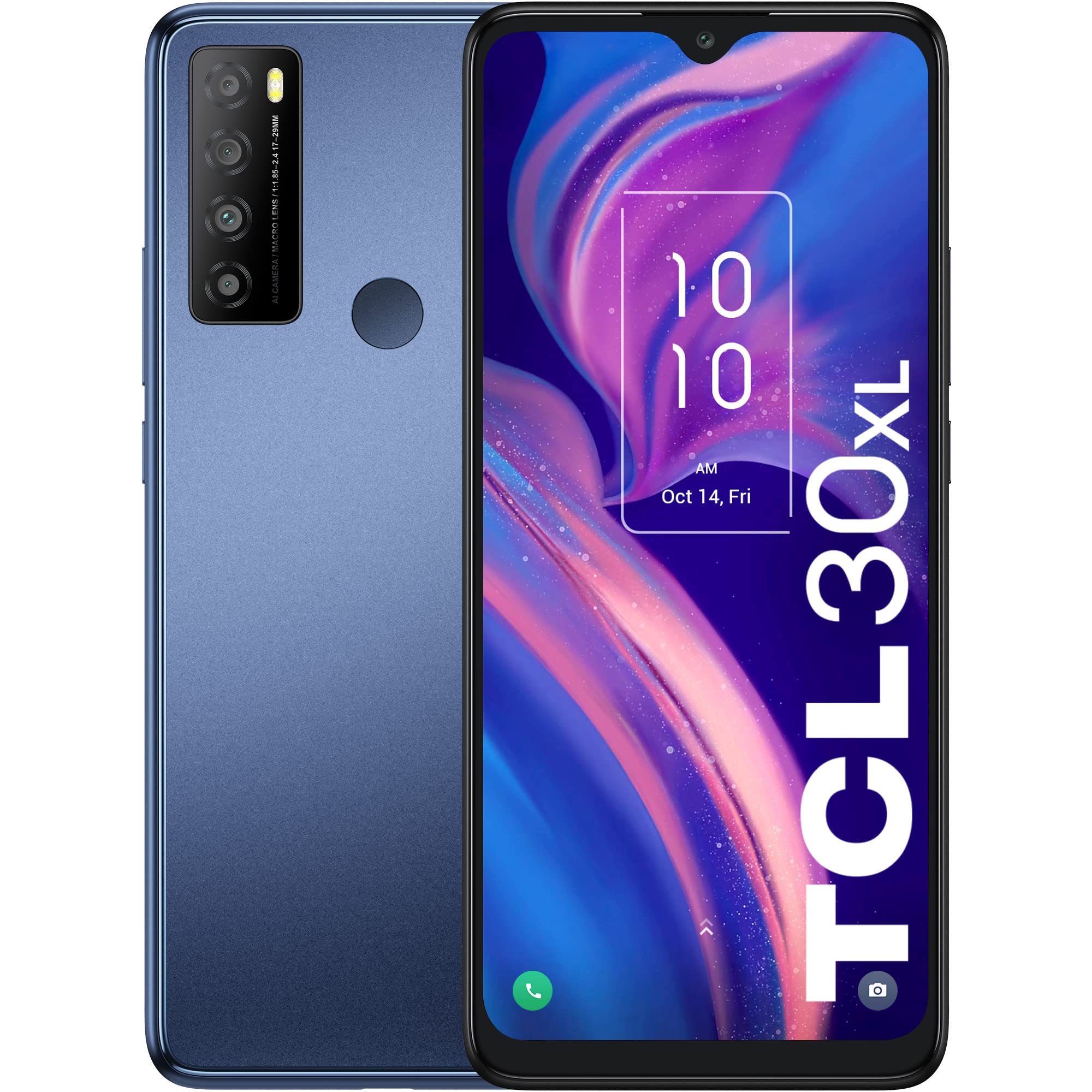 TCL 30XL Unlocked Cell Phone, 6GB + 64GB, 6.82 inch Display, 5000mAh, Smartphone Android 12, 50MP Rear+13MP Front Camera, US Version, Dual Speaker, Night Mist (No 5G)