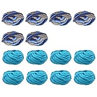 Chunky Chenille Yarn 14 Pack 112oz for Blanket, Multi Blue Grey 6 Pack + Blue 8 Pack Super Soft Thick Fluffy Jumbo Chunky Chenille-Style Polyester Arm Knitting Multicolor Yarn