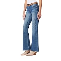 WallFlower Women's Fearless Curvy Belted Flare High Rise Insta Vintage Juniors Jeans (Standard and Plus)
