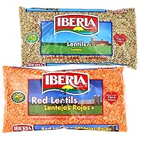 Iberia Lentils Variety Pack: Dry Lentils 12 oz, Red Lentils 12 oz