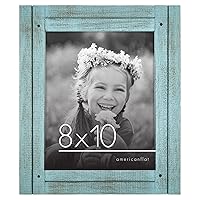 Americanflat 8x10 Picture Frame in Turquoise Blue - Rustic Picture Frame with Textured Engineered Wood, Shatter Resistant Glass, and Easel - Horizontal and Vertical Formats For Wall and Tabletop