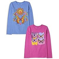 The Children's Place Girls' Animals Long Sleeve Graphic T-Shirts, Multipacks