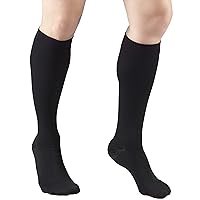 Truform 20-30 mmHg Compression MicroFiber Stockings for Men and Women, Knee High Length, Closed Toe, Black, Medium