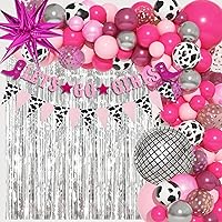 137Pcs Disco Cowgirl Party Decorations, Bachelorette Cowgirl Balloons Hot Pink Disco Ball Balloon Garland Arch Kit Let's Go Girls Banner Western Valentines Day 2000s 90s 80s Birthday Party Supplies