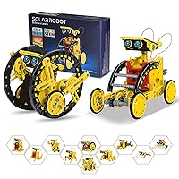 Solar Robot Kit for Kids Age 8-12, STEM Building Toys,12-in-1 Build Your Own Robot with Solar Panel & Battery Power, Science Engineering Christmas Birthday Idea Gifts for Boy Age 8 9 10 11 12