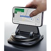 JOYROOM Phone Mount for Car, [Adjustable Spring Design] Dashboard Cell Holder 360° Rotatable Car with Non-slip Silicone, Compatible iPhone, Samsung, Other Smartphone