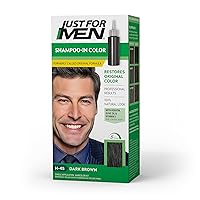 Just For Men Shampoo-In Color (Formerly Original Formula), Mens Hair Color with Keratin and Vitamin E for Stronger Hair - Dark Brown, H-45, Pack of 1