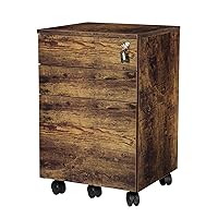 TOPSKY 3 Drawers Wood Mobile File Cabinet Fully Assembled Except Castors (Rustic Brown, 16.3x15.7x24.4)