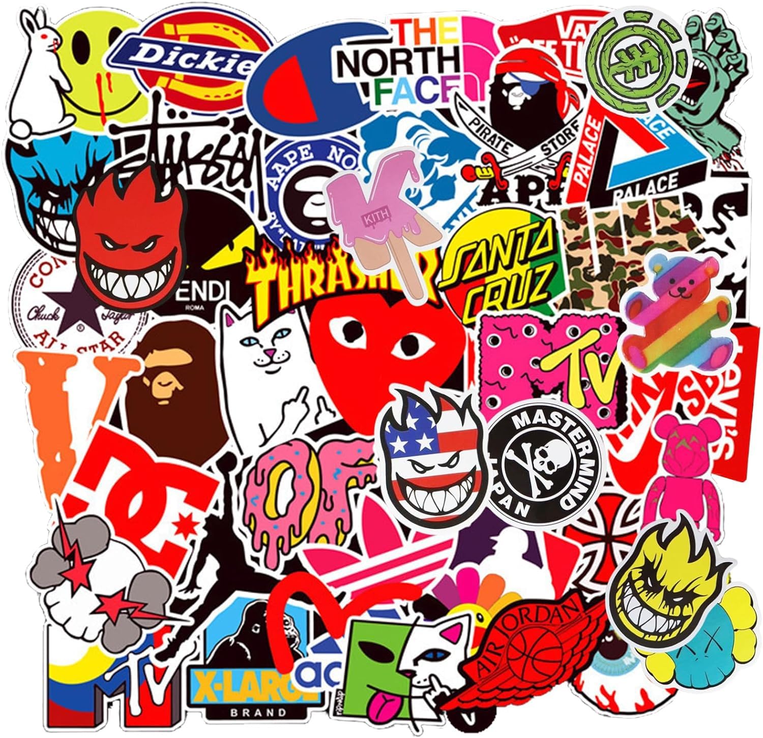 Cool Brand Stickers - 101 Pack Cool Stickers for Skateboard Helmet Laptop Bicycle Stickers