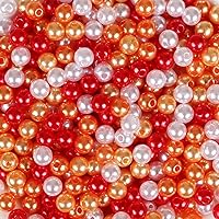 Naler 500pcs 6mm Pearl Beads for DIY Jewelry Making Vase Fillers Table Scatter Wedding Birthday Party Home Decoration, 4 Colors (Red and White Theme)