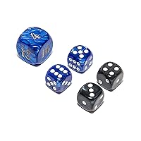Bello Games Deluxe Marbleized Dice Sets-Black/Blue 5/8