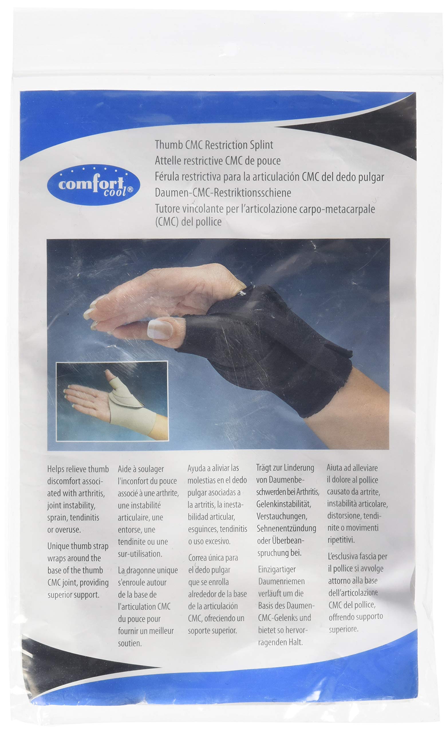 Comfort Cool-32940 Thumb CMC Restriction Splint, Provides Direct Support for The Thumb CMC Joint While Allowing Full Finger Function, Left Hand, X-Large
