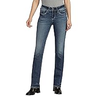 Silver Jeans Co. Women's Suki Mid Rise Curvy Fit Slim Bootcut Jeans, Med Wash EKC391, 36W x 33L