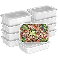 20-Piece Lightweight, Durable, Reusable BPA-Free 1-Compartment Containers - Microwave, Freezer, Dishwasher Safe - White