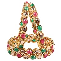 Ethnic Traditional Gold Plated Fashion Multi color Polki Indian Bangle Bracelet Partywear Jewelry (2.8)