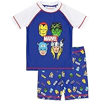 Marvel Swimsuit Boys Kids Superhero Two Piece Top Shorts Swim Set