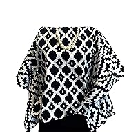 Boutique Meggie Perle (BMP) African-Ankara-Traditional Women's Attire Blouse top Black, White, 16 Plus