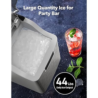 Nugget Ice Maker Countertop 44lbs, Pebble Ice Maker Machine, 15mins Ice-Making, Self-Cleaning, 4lbs Ice Backet, 2.2L Water Tank, Sonic Ice Maker for