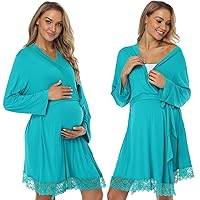 Women's Maternity Nursing Robe Larbor Delivery Nightgowns Pregancy Sleepwear Soft Cotton Bathrobes