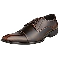 MM/ONE Men's Derby Shoes Oxford Straight-tip Lace-up Dress Shoes Black Dark Brown
