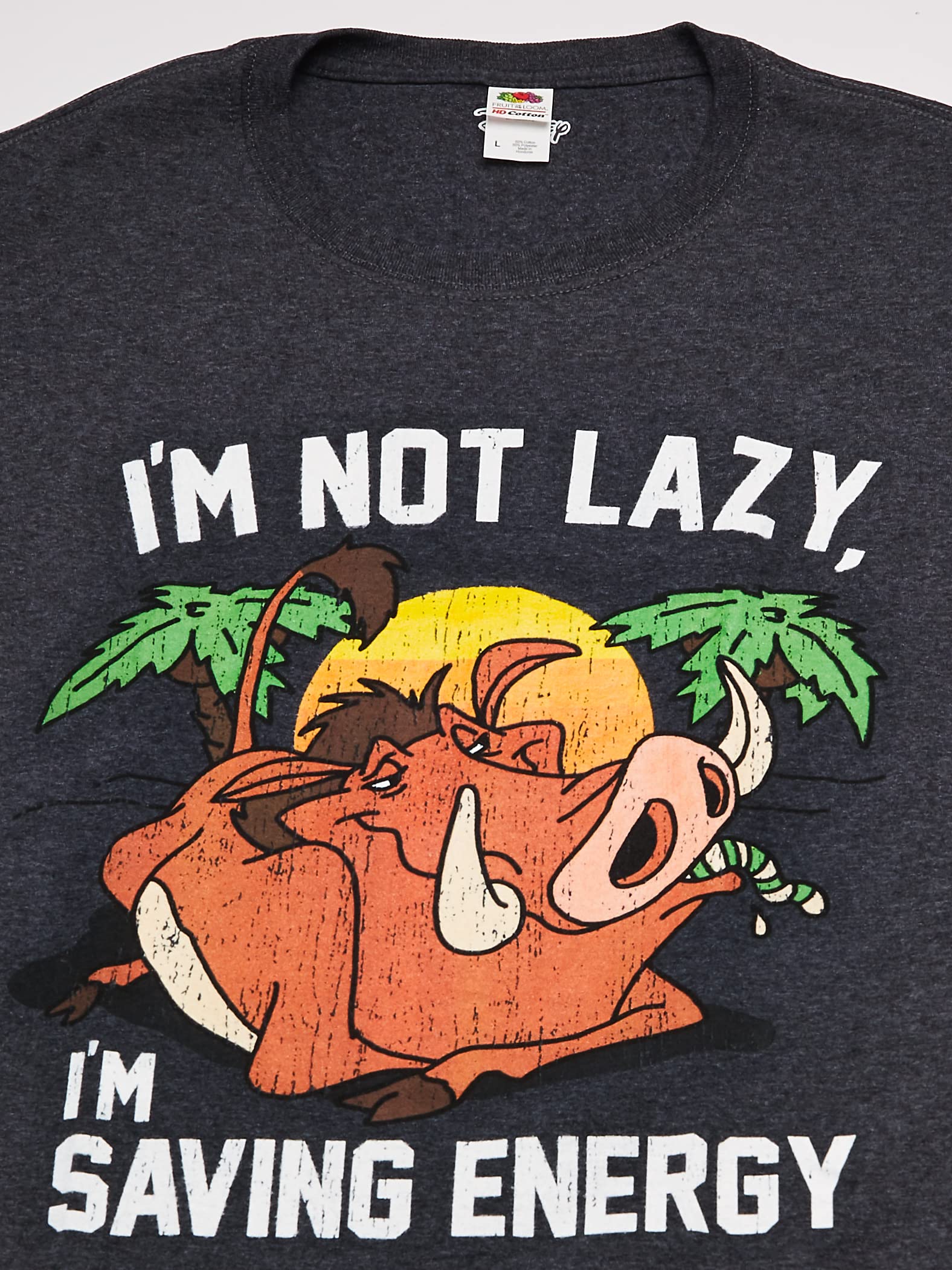 Disney Men's Lion King Pumba Not Lazy Saving Energy Graphic T-Shirt