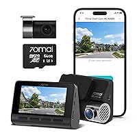 70mai True 4K Dash Cam A800S with Sony IMX415, 70mai Micro SD Card 64GB, Front and Rear, Built in GPS, Super Night Vision, 3'' IPS LCD, Parking Mode, ADAS, Loop Recording, iOS/Android App Control