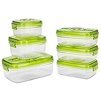 Vacuum Seal Food Storage Containers 6Pcs, BPA-Free, 100% Leak Proof, Vacuum Lid with Lock - Dishwasher, Freezer & Microwave Safe, Food Fresh up to 5 Times Longer than Non-vacuum Storage
