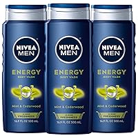 Nivea Men Energy Body Wash with Mint Extract, 3 Pack of 16.9 Fl Oz Bottles
