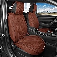 Car Seat Covers – Ranch Leatherette Faux Leather Terracotta Seat Covers for Car – Diamond Stitched Cushioned Seat Protectors for Automotive Accessories, Trucks, SUV, Car – Two Front Covers