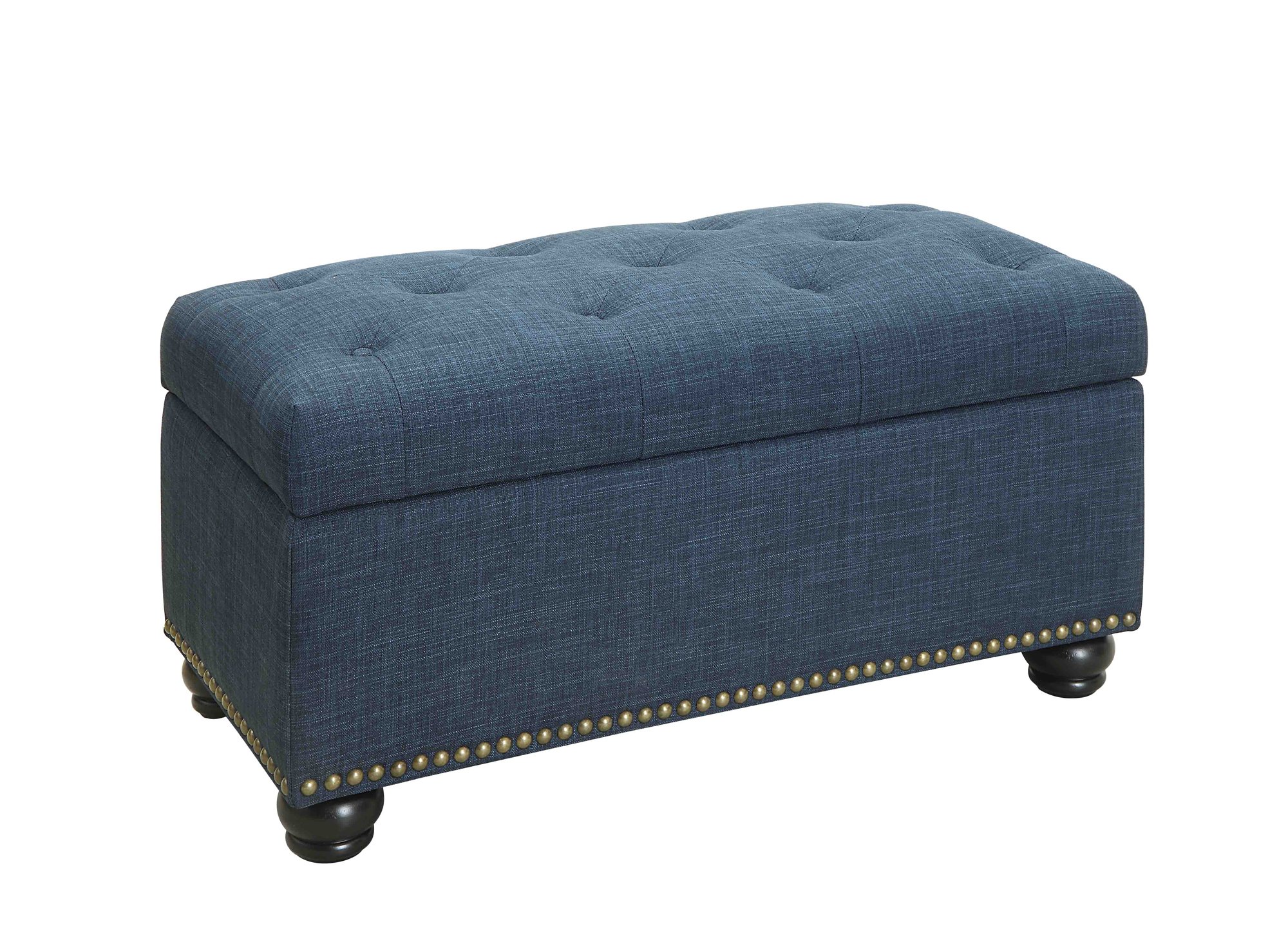 Convenience Concepts Designs4Comfort 7th Avenue Storage Ottoman, Blue Fabric