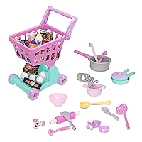 Battat- Play Circle- Shopping Cart & Grocery Set For Kids – Toy Food – Play Kitchen- Pretend Play- 3 years + (50 Pcs)