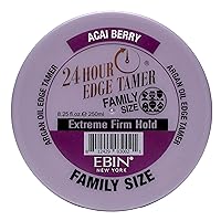 24 Hour Argan Oil Edge Tamer Refresh (8.25oz/ 250ml, Acai Berry) | Extreme Firm Hold, Smooths & Tames Frizz | No Flaking or Drying | High Shine, Long Lasting, All Hair Types, Styling Gel.