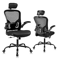 Ergonomic Office Desk Chair Breathable Mesh Swivel Computer Chair, Lumbar Back Support Task Chair, Office Chairs with Headrest and Flip-up Arms, Adjustable Height Executive Rolling Chair