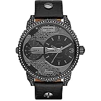 Diesel Men's Quartz Watch with Black Dial Analogue Display and Black Leather Bracelet DZ7328