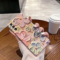 LeLeYun Case for Samsung Galaxy A03s, Colorful Retro Oil Painting Printed Flower Cute Pattern with Glitter Gem Phone Cover Durable TPU Shockproof Protective Case for Girls Women