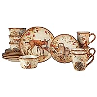 Certified International Pine Forest 16 pc Dinnerware Set, Service for 4, BROWN