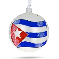 Flag of Cuba Blown Glass Ball Christmas Ornament 4 Inches