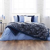 Ashford Home Cozy Ultimate Plush Throw Blanket, Marseille Damask Navy King Size 108 x 90 inches