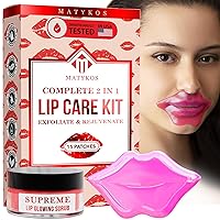Vegan Lip Mask and Scrub Kit - Exfoliate and Moisturize for Dry Lips - Enhance & Nourishing Ingredients for Firm Lips Appearance - 15 Pcs