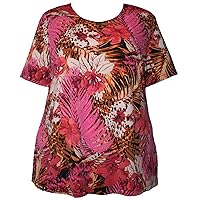 Women's Plus Size Short Sleeve Round Neck Pullover Top
