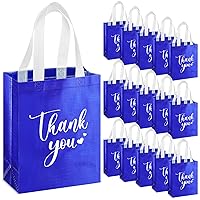 Sweetude 30 Pcs Thank You Gift Bags with Handles Bulk Reusable Goodie Bag Non Woven Foldable Bag for School Graduation Wedding Bridesmaid Gifts(Royal Blue, 10 x 8 x 4 Inch)