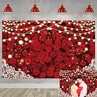 7x5ft Red Roses Wall Backdrops for Photoshoot Flower Red Rose Background Photography Mother's Day Blossoms Lace Floral Wall Lovers Girls Wedding Bridal Shower Photos Video Studio Props
