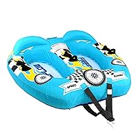 Watersports Inflatable Towable Booster Tube - Two Person Water Boating Float Tow Raft, Inflatable Pull Boats/Tubes/Towables w/Dual Seats, PVC Bladder, Foam Pad, Nylon Handles