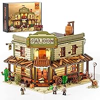 FUNWHOLE Western-Saloon Lighting Building-Bricks Set - The Old West Saloon LED Light Construction Building Model Set 2026 Pcs for Adults and Teen