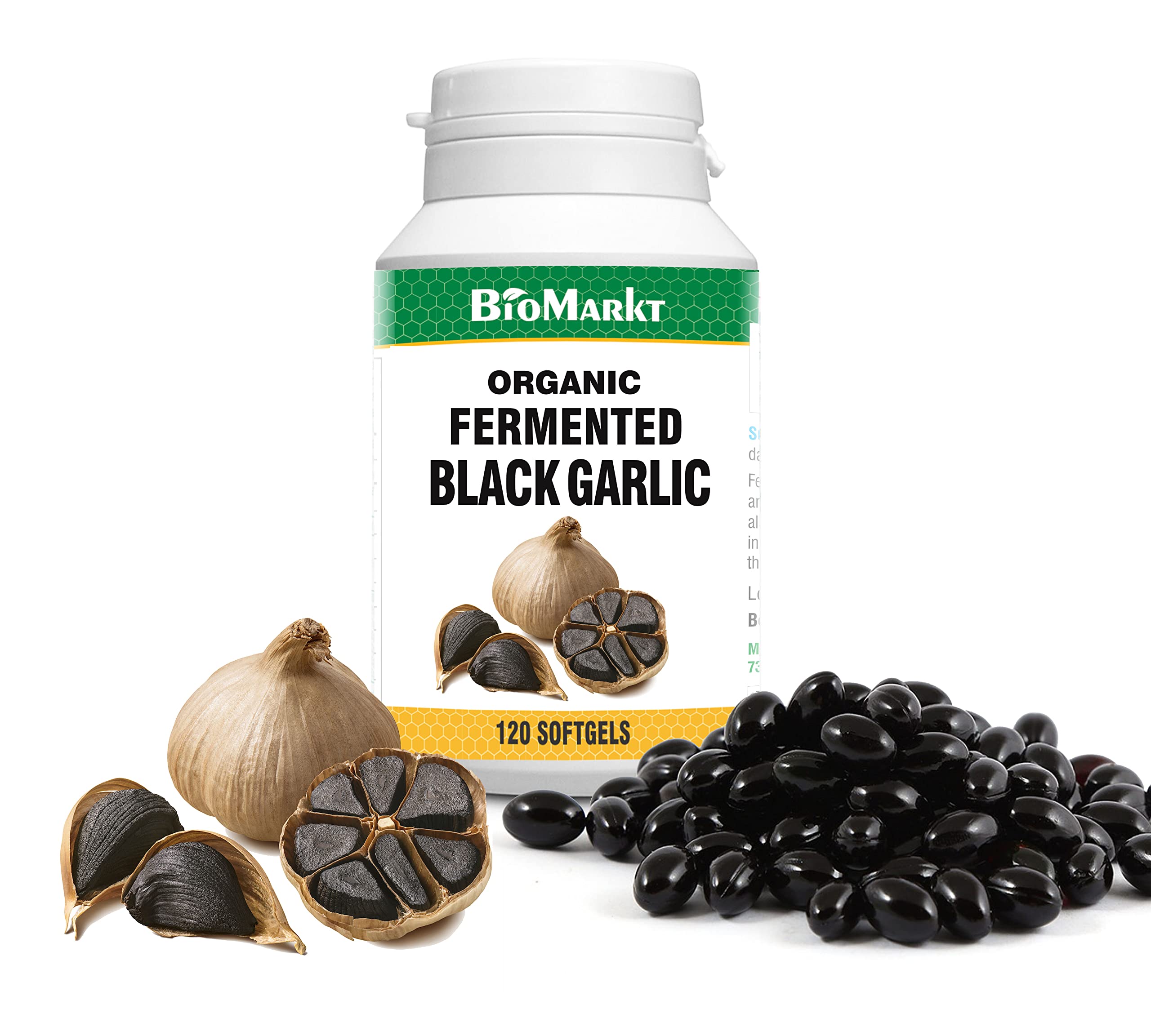 PHARMAKON Organic Aged Black Garlic, Bioavailable Soft Capsules, Wholesome, Reduced Odor (120 Count)
