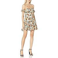 Lucca Couture Women's One Size Floral Print Off Shoulder Knit Dress